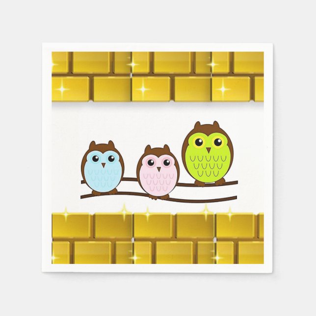 Guardanapo De Papel Dia de as mães Papel Napkins Owl (Frente)