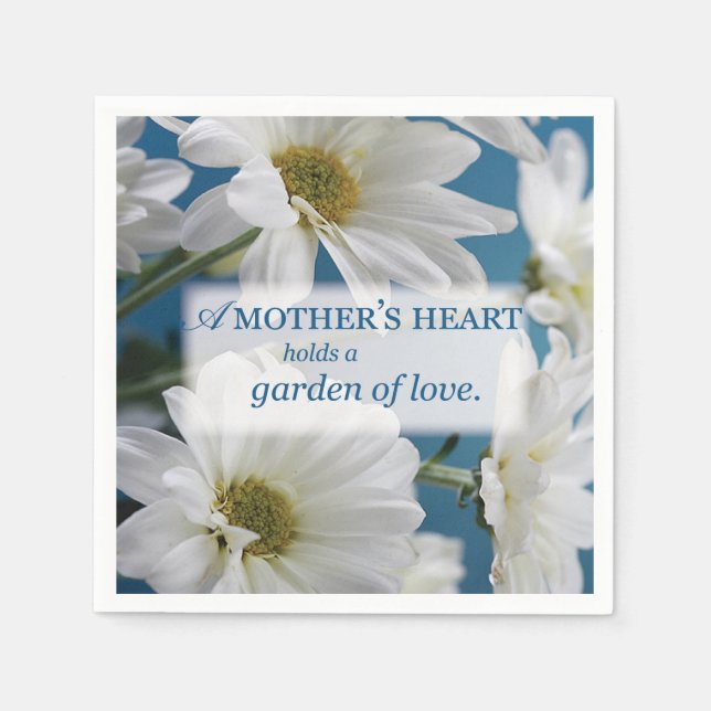 Guardanapo De Papel Dia de as mães White Daisies Garden of Love Blue S (Frente)