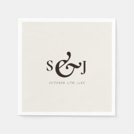Guardanapo De Papel Dia de Casamento do Monograma de Beige Minimalista