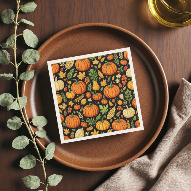 Guardanapo De Papel Dia de Colheita de Pumpkin no outono (Pumpkin Pattern Harvest Day Autumn Napkins)