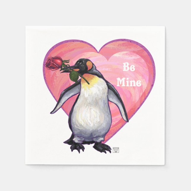 Guardanapo De Papel Dia de os namorados de pinguim (Frente)