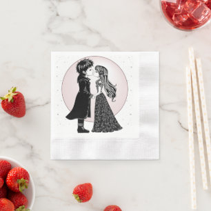 Guardanapo De Papel Dia de os namorados Gótico Beijo Gótico