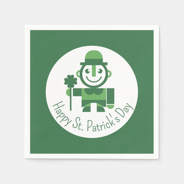 Guardanapo De Papel Dia de São Patrício com Leprechaun Sortudo minimal (Frente)