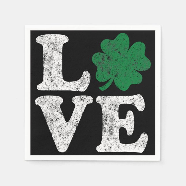 Guardanapo De Papel Dia de São Patrício LOVE Shamrock Irish (Frente)
