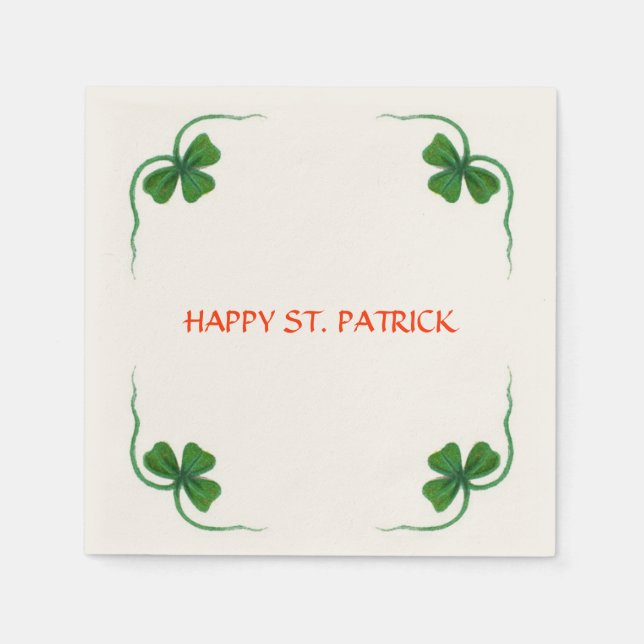 Guardanapo De Papel DIA DE SÃO PATRÍCIO PARTITY shamrock branco verde (Frente)