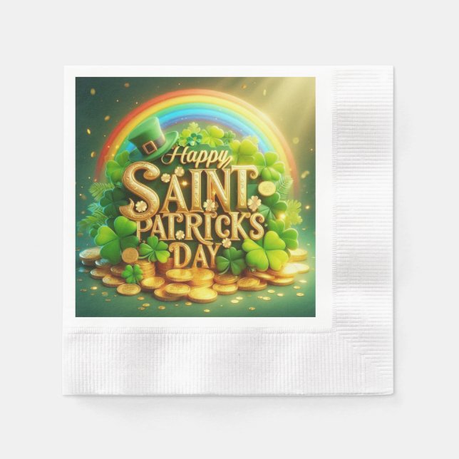 Guardanapo De Papel Dia de São Patrick, um belo arco-íris (Frente)