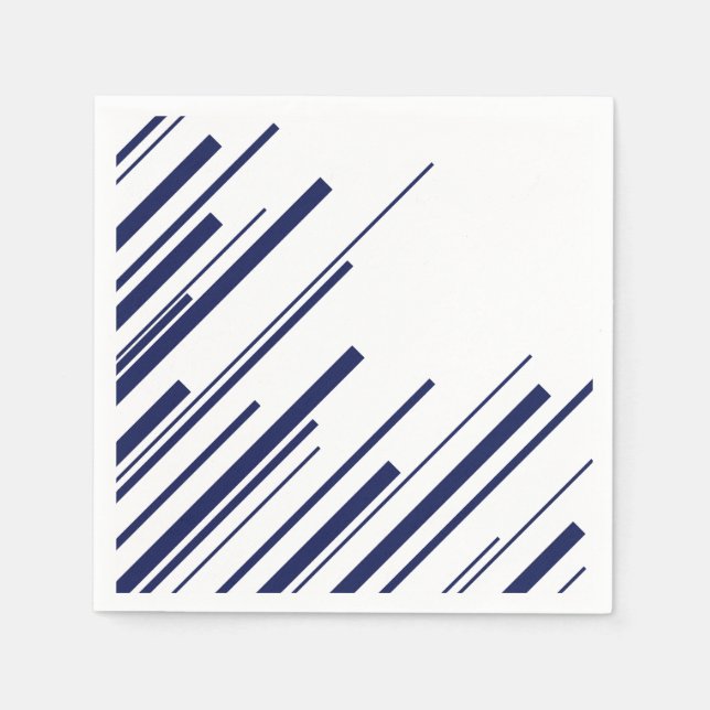 Guardanapo De Papel Diagonais em Azul e Branco (Frente)