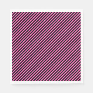 Guardanapo De Papel Diagonal a Preto e Rosa a Quente Striping