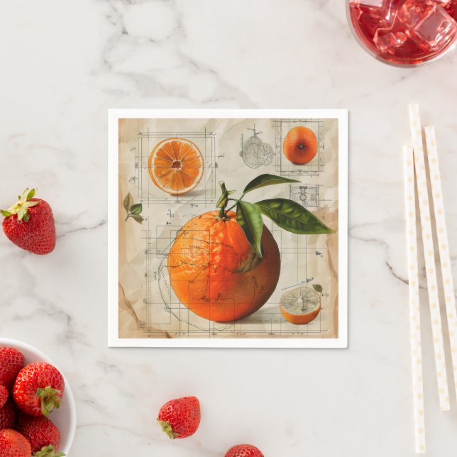 Guardanapo De Papel Diagrama Vintage Laranja (Insitu)