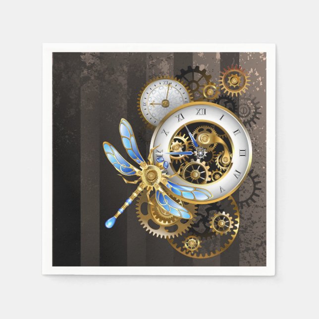 Guardanapo De Papel Dials Steampunk com Dragonfly (Frente)