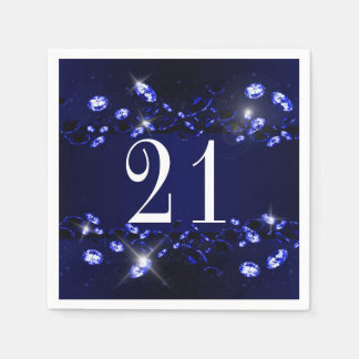 Guardanapo De Papel Diamante azul-aniversário de 21 anos azul-esbranqu