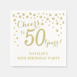 Guardanapo De Papel Diamante branco e Dourado da Festa de aniversário