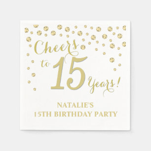 Guardanapo De Papel Diamante branco e Dourado da Festa de aniversário