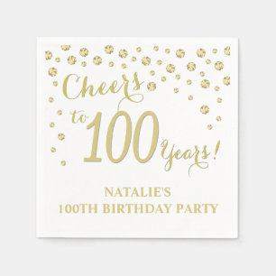 Guardanapo De Papel Diamante branco e Dourado da Festa de aniversário