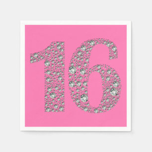 Guardanapo De Papel Diamond Bling 16 Dezesseis 16º Aniversário QUALQUE