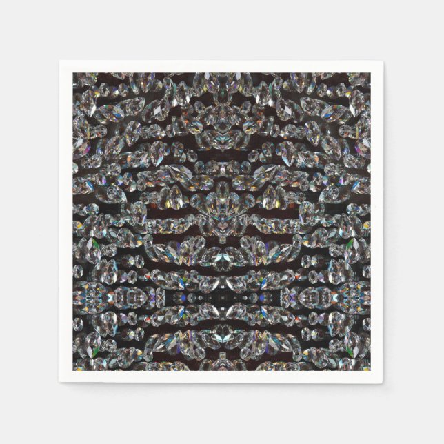 Guardanapo De Papel Diamond jewel padrão elegante, prata negra (Frente)