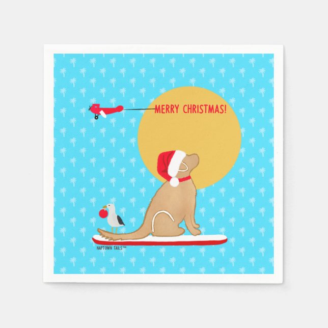 Guardanapo De Papel Dias de praia Ouro Natal Aqua Napkins (Frente)