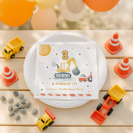 Guardanapo De Papel Diggin’ It Yellow Construction Brithday Party