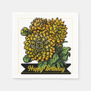 Guardanapo De Papel Díhias Florais Amarelas de Aniversário