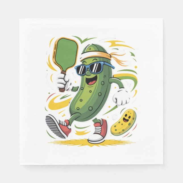 Guardanapo De Papel Dill Pickle Jogando Pickleball (Frente)