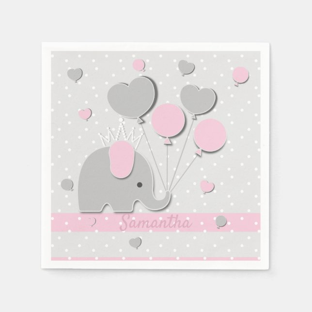 Guardanapo De Papel Dinner Elephant Balloons Nursery Gift (Frente)