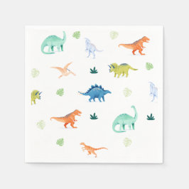 Guardanapo De Papel Dino Party Colorida Dinossaur Birthday Napkins