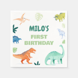 Guardanapo De Papel Dino Party Colorida Dinossaur Birthday Napkins