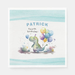 Guardanapo De Papel Dino Party Watercolor Boy Blue Birday