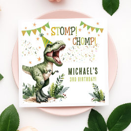 Guardanapo De Papel Dinosaur Three Rex 3rd Birthday Party 