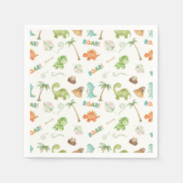 Guardanapo De Papel Dinosaur Watercolor Birthday