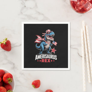 Guardanapo De Papel Dinossauro 4 de Julho Amerisaurus T Rex Engraçado