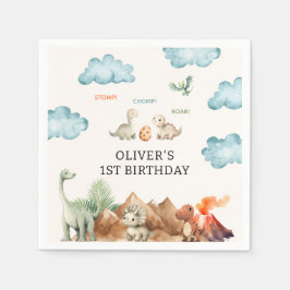 Guardanapo De Papel Dinossauro Fofo | Nuvens Festa de Aniversário Infa