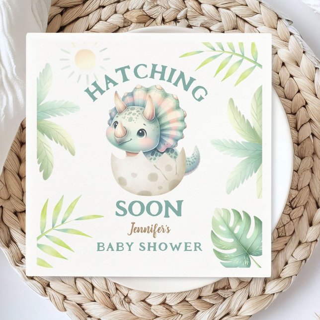 Guardanapo De Papel Dinossauro RaChá de fraldas Triceratops Dino Rosa (Criador carregado)