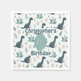 Guardanapo De Papel Dinossauro Verde Azul Cinto com Folhagem e Ovos