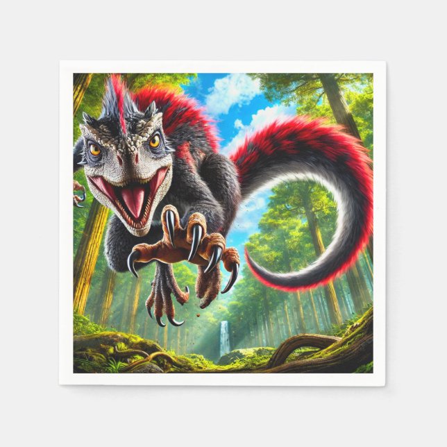 Guardanapo De Papel Dinossauro Vermelho (Frente)