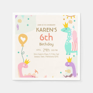 Guardanapo De Papel Dinossauro Whimsical Princesa Birthday