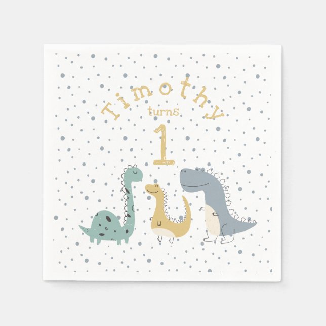 Guardanapo De Papel Dinossauros de Pastel Cute Personalizáveis Anivers (Frente)