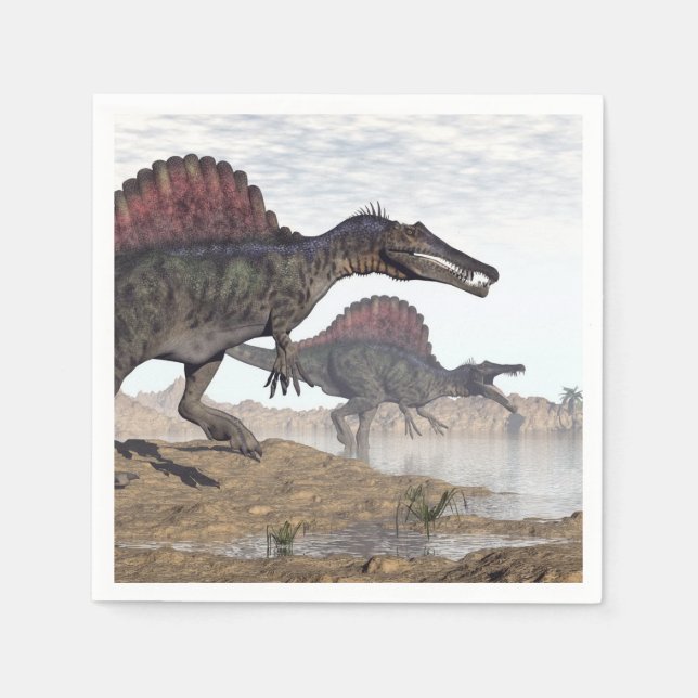 Guardanapo De Papel dinossauros do espinossauro no deserto - renderiza (Frente)