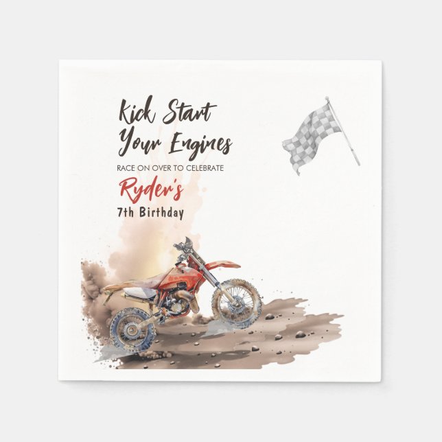 Guardanapo De Papel Dirt Bike Any Age Birthday (Frente)