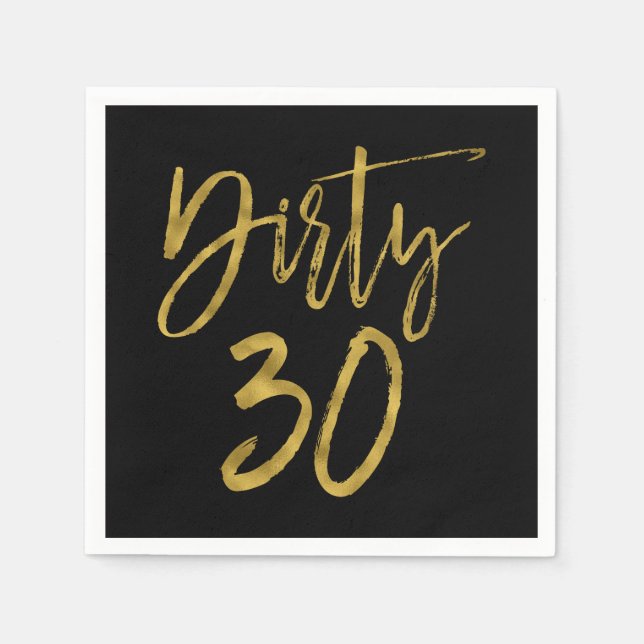 Guardanapo De Papel Dirty 30 Gold Foil Birthday Napkins (Frente)