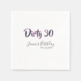 Guardanapo De Papel Dirty 30 happy birthday name date pink gray callig