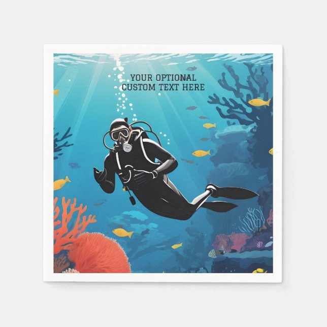Guardanapo De Papel Discador Scuba de Texto Personalizado (Frente)