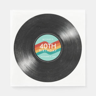 Guardanapo De Papel Disco de Vinil de Aniversário de 40 anos Papel Ret