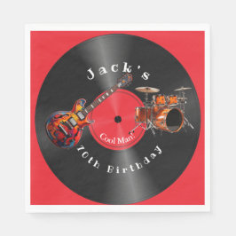 Guardanapo De Papel Disco de Vinil Retro de Aniversário Música Rock Gu