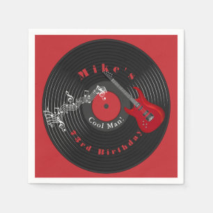 Guardanapo De Papel Disco de Vinil Retro de Aniversário Música Rock Gu