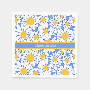 Guardanapo De Papel Disias Flores Azuis Branco Personalizado