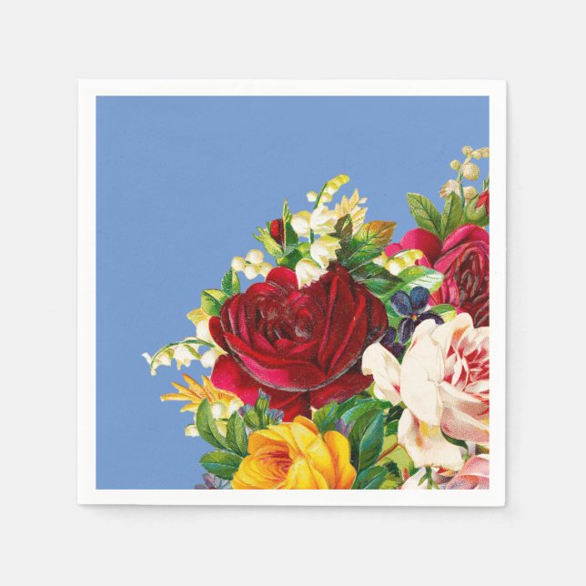 Guardanapo De Papel Disposição das Rosas Vermelhas Rosa e Amarela (Frente)