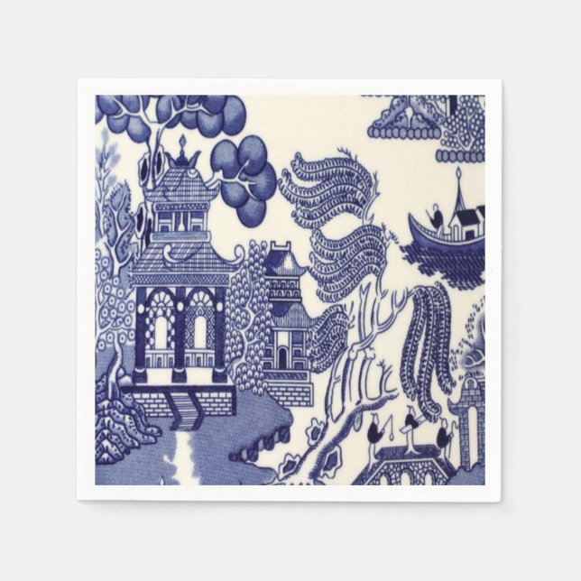 Guardanapo De Papel Dissociação de Chinoiserie Azul e Branco (Frente)