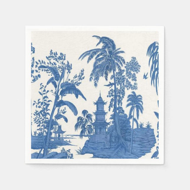 Guardanapo De Papel Dissociação de Chinoiserie Azul e Branco (Frente)