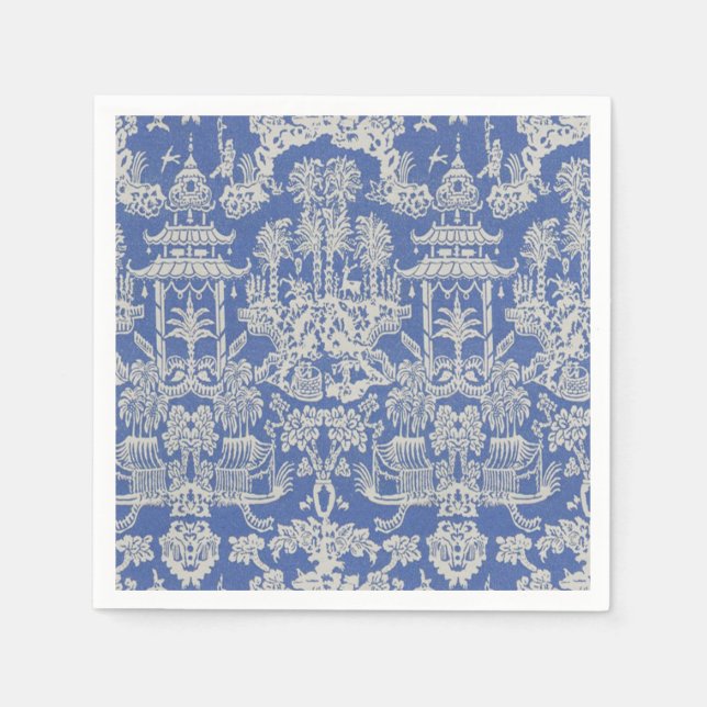 Guardanapo De Papel Dissociação de Chinoiserie Azul e Branco (Frente)